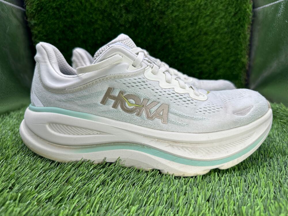 Hoka One One Bondi 9 1162012-TLSL Athletic Sneaker Women 8.5B White Knit Running